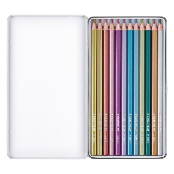 Staedtler Farveblyant st - 12 metallic i assorteret farver - i metalske